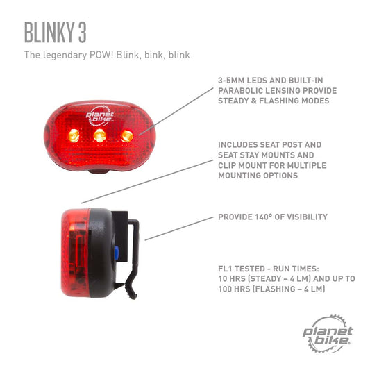 Planet Bike Blinky 3 red 3-LED bicycle tail light