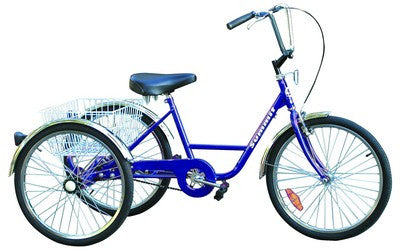 Summit Adult Trike Coaster with Basket & Fenders — Blue