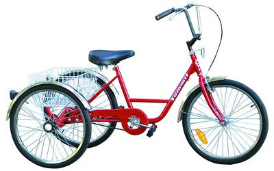 Summit Adult Trike 7-Speed with Basket & Fenders — Red