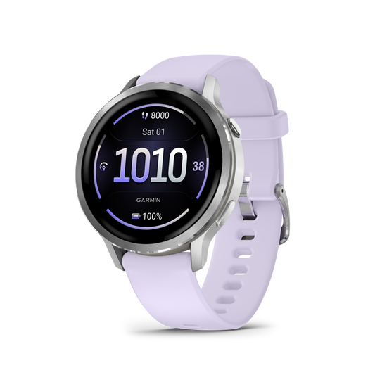 Venu® 4 – 41 mm Silver with Periwinkle Silicone Band
