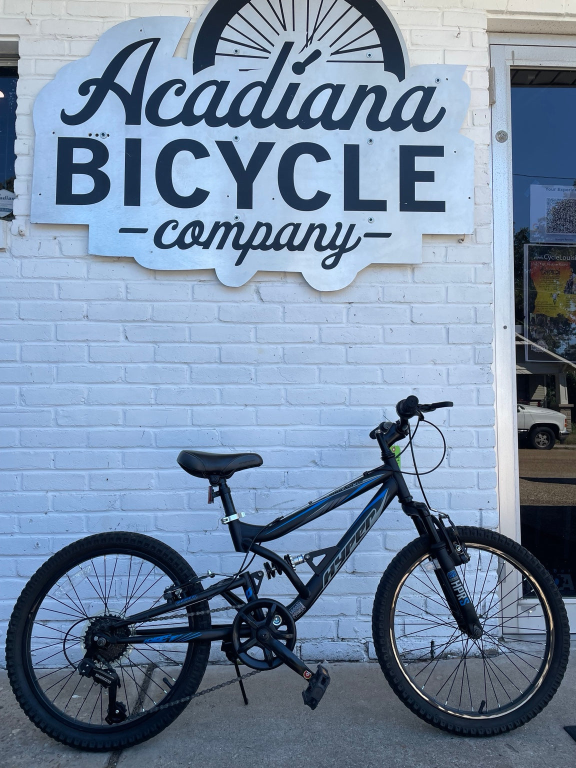 Used black Hyper Shocker 20 kids bicycle at Acadiana Bicycle Company